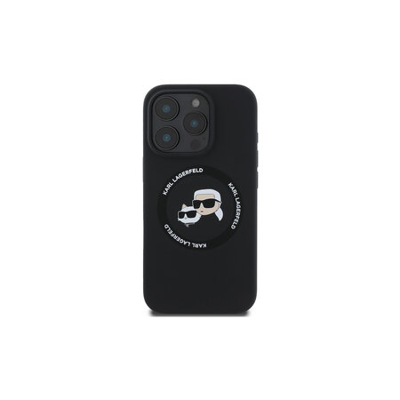 Karl Lagerfeld Liquid Silicone K&CH Heads MagSafe Zadní Kryt pro iPhone 16 Pro Černá