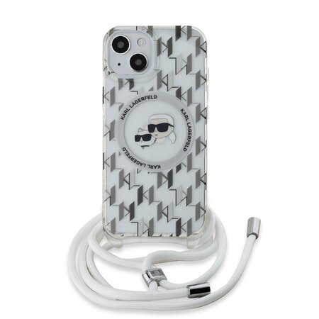 Karl Lagerfeld IML Monogram Crossbody K&CH Heads MagSafe Zadní Kryt pro iPhone 13 Transparent