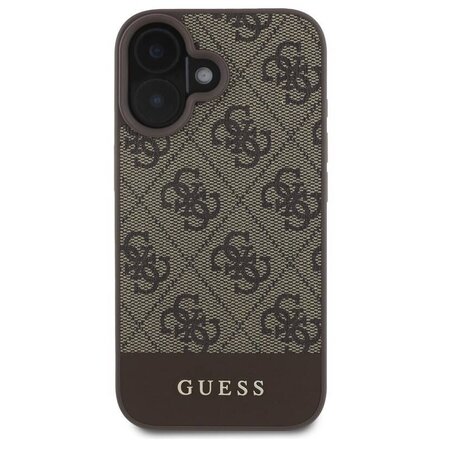 Guess PU 4G Stripe Zadní Kryt pro iPhone 16 Hnědá