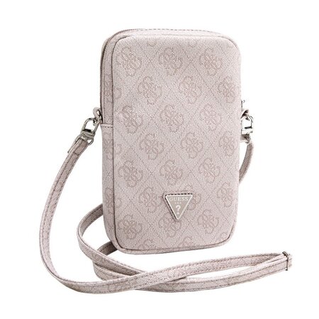 Guess PU 4G Triangle Logo Wallet Phone Bag Zipper, růžová