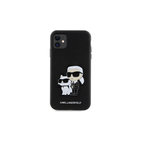 Karl Lagerfeld PU Saffiano Karl and Choupette Zadní Kryt pro iPhone 11 Černá