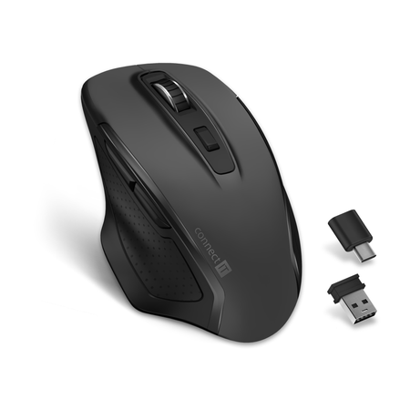 Connect IT Dual SmartSwitch bezdrátová myš, USB-A + C (+1x AA baterie) - šedá