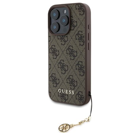 Guess 4G Charm Zadní Kryt pro iPhone 16 Pro Tone on Tone Brown