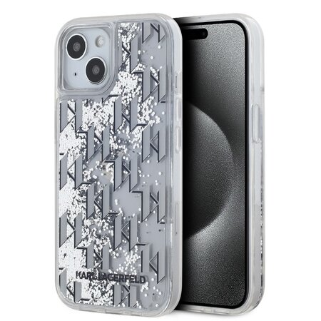 Karl Lagerfeld Liquid Glitter Monogram Gradient Zadní Kryt pro iPhone 14 White