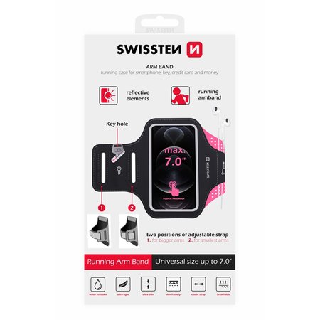 Swissten Armband sportovní pouzdro pro 7" telefony - růžové