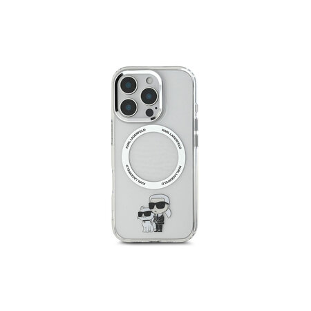 Karl Lagerfeld IML Karl and Choupette MagSafe Zadní Kryt pro iPhone 16 Pro Průhledná