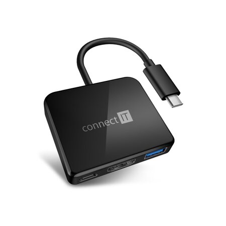 Connect IT USB-C hub, 3v1 (USB-C,USB-A,HDMI) - černá