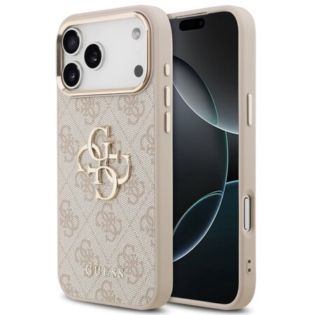 Guess zadní kryt pro iPhone 17 Pro Max, PU Kůže 4G Metal Logo Gold Frame - růžová Guess zadní kryt pro iPhone 17 Pro Max, PU Kůže 4G Metal Logo Gold Frame - růžová