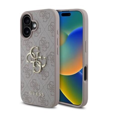 Guess PU 4G Metal Logo Zadní Kryt pro iPhone 16 Plus Pink