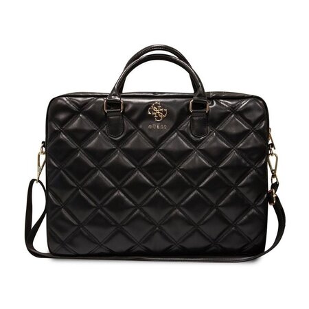 Guess PU Quilted 4G Metal Logo Computer Bag 15/16" Black