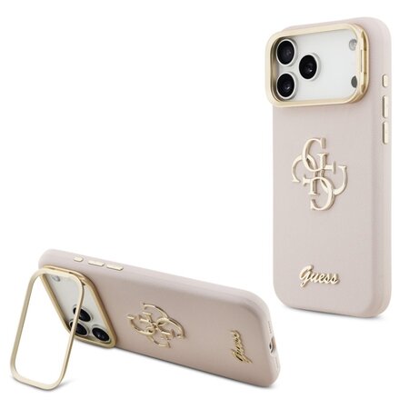 Guess zadní kryt pro iPhone 17 Pro Max, PU Grained 4G Logo Stand Camera Frame - růžová Guess zadní kryt pro iPhone 17 Pro Max, PU Grained 4G Logo Stand Camera Frame - růžová