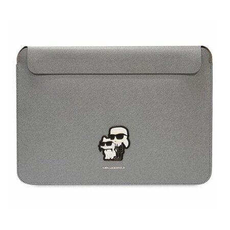 Karl Lagerfeld Saffiano Karl and Choupette Computer Sleeve 14" Silver
