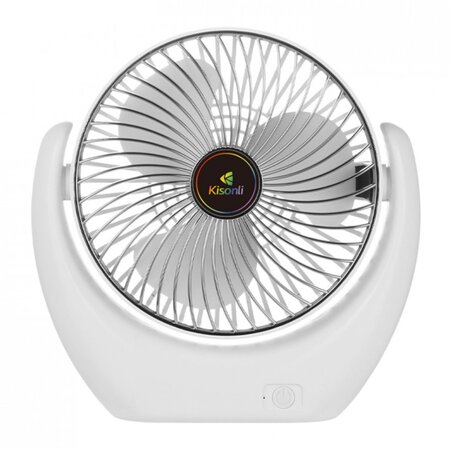 Přenosný ventilátor Kisonli F105, 2000mAh – bílá/stříbrná