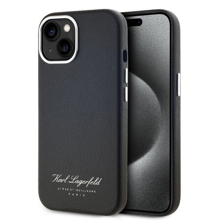 Karl Lagerfeld Grained PU Hotel RSG Zadní Kryt pro iPhone 13 Black