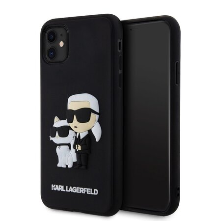 Karl Lagerfeld 3D Rubber Karl and Choupette Zadní Kryt pro iPhone 12/12 Pro Black