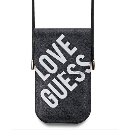 Guess PU 4G Big Love Logo Taška na Telefon Black