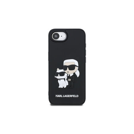 Karl Lagerfeld 3D Rubber Karl and Choupette Zadní Kryt pro iPhone 16e Černá