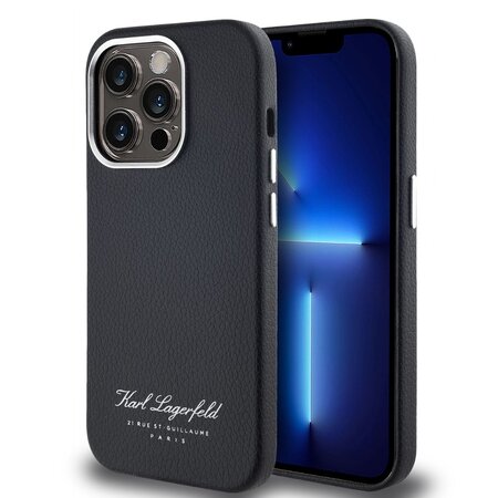 Karl Lagerfeld Grained PU Hotel RSG Zadní Kryt pro iPhone 14 Pro Black