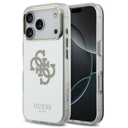 Guess zadní kryt pro iPhone 17 Pro Max, PC/TPU Mirror 4G Glitter Logo MagSafe - zlatá