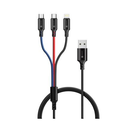Connect IT Wirez Datový kabel 3v1, USB-C & Micro USB & Lightning, 1.2m - černá