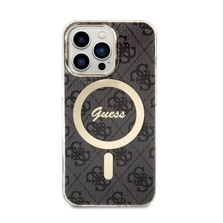 Guess IML 4G Printed Crossbody Zadní Kryt pro iPhone 15 Pro, hnědá