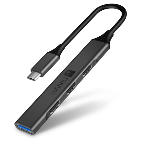 Connect IT USB-C hub (1xUSB-A 3.0, 3xUSB-A 2.0) - černá