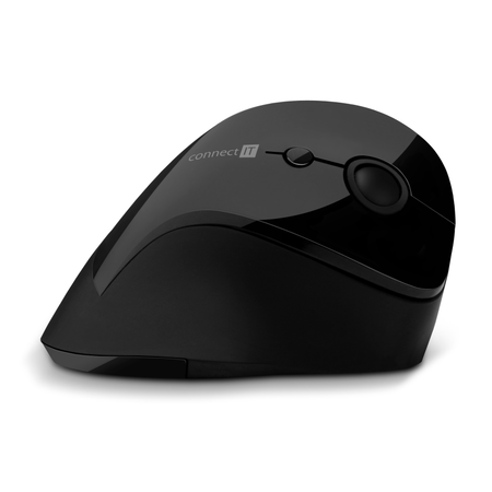Connect IT For Health Gloss ergonomická vertikální bezdrátová myš (+1x AA baterie) - černá