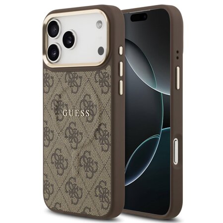 Guess zadní kryt pro iPhone 17 Pro Max, PU Kůže 4G Gold Frame MagSafe - hnědá Guess zadní kryt pro iPhone 17 Pro Max, PU Kůže 4G Gold Frame MagSafe - hnědá