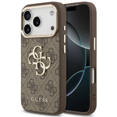 Guess zadní kryt pro iPhone 17 Pro Max, PU Kůže 4G Metal Logo Gold Frame - hnědá Guess zadní kryt pro iPhone 17 Pro Max, PU Kůže 4G Metal Logo Gold Frame - hnědá
