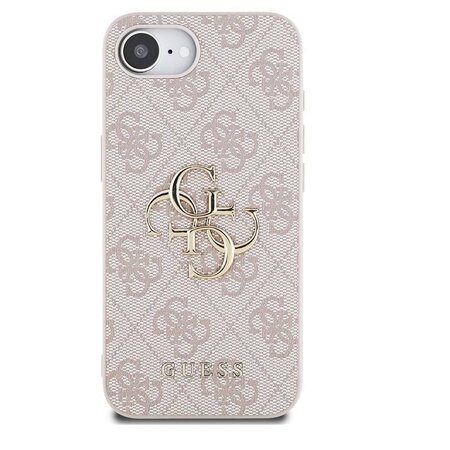 Guess PU 4G Metal Logo Zadní Kryt pro iPhone 16e Růžová