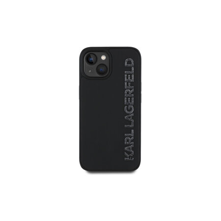 Karl Lagerfeld 3D Rubber Glitter Logo Zadní Kryt pro iPhone 13 Černá