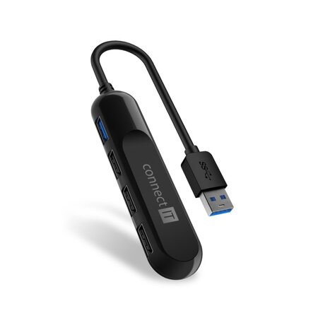 Connect IT USB-A hub USB 3.0, 4 porty - černá