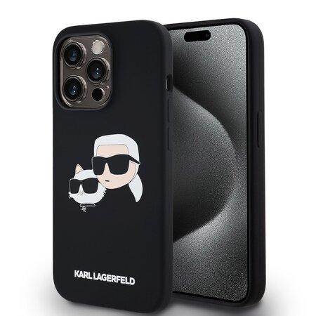 Karl Lagerfeld Liquid Silicone Double Heads MagSafe Zadní Kryt pro iPhone 14 Pro Black