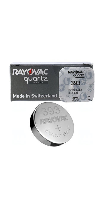 Baterie Rayovac 393, 546, LR48, LR754, AG5, G5, GP393, V393, SR754W, 1,55V, blistr 1 ks, silver oxide