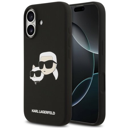 Karl Lagerfeld zadní kryt pro iPhone 17, Liquid Silicone Double Heads MagSafe - černá Karl Lagerfeld zadní kryt pro iPhone 17, Liquid Silicone Double Heads MagSafe - černá