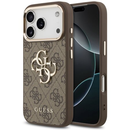 Guess zadní kryt pro iPhone 17 Pro, PU Kůže 4G Metal Logo Gold Frame - hnědá Guess zadní kryt pro iPhone 17 Pro, PU Kůže 4G Metal Logo Gold Frame - hnědá