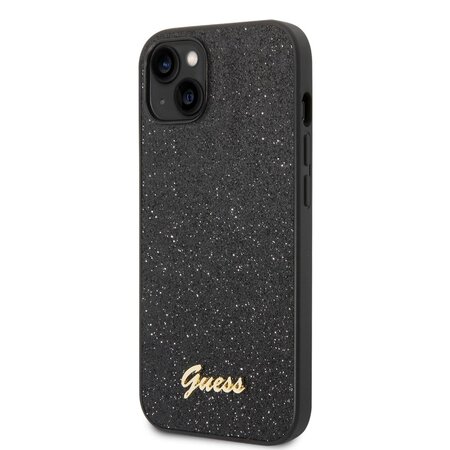 Guess PC/TPU Glitter Flakes Metal Logo Zadní Kryt pro iPhone 14 Black