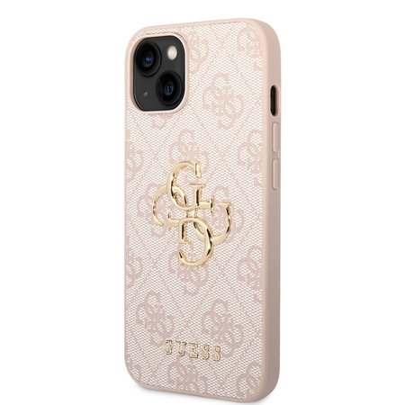 Guess PU 4G Metal Logo Zadní Kryt pro iPhone 14 Plus Pink