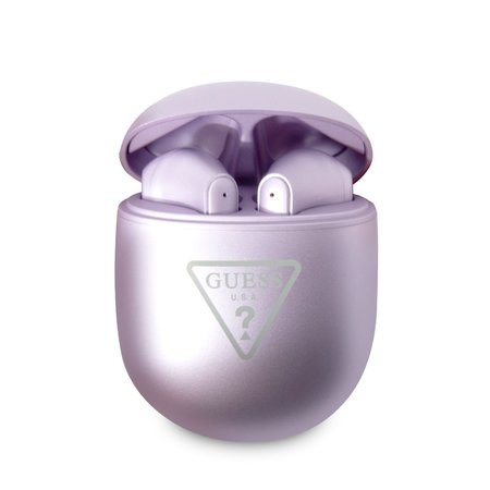 Guess True Wireless Triangle Logo BT5.0 4H Stereo Earphones Glossy Purple