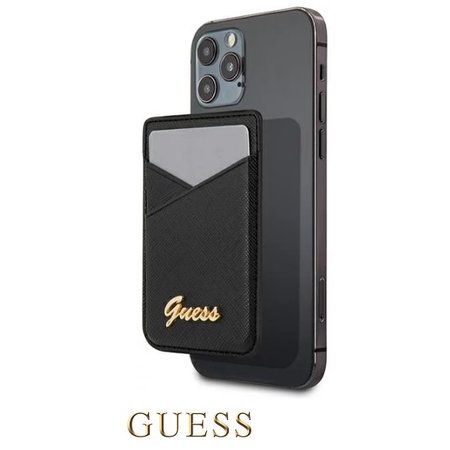 Guess Saffiano Cardslot Metal Logo černá