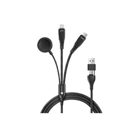 Connect IT Wirez datový kabel, 6v1, USB/USB-C na Lightning + USB-C + Watch Charger, 1.2m - černá