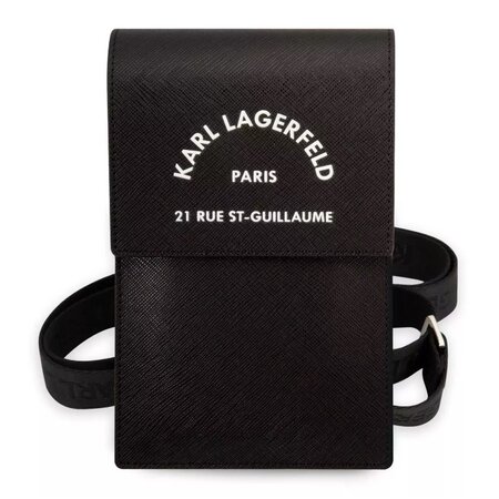 Karl Lagerfeld Saffiano Rue Saint Guillaume Wallet Phone Bag Black