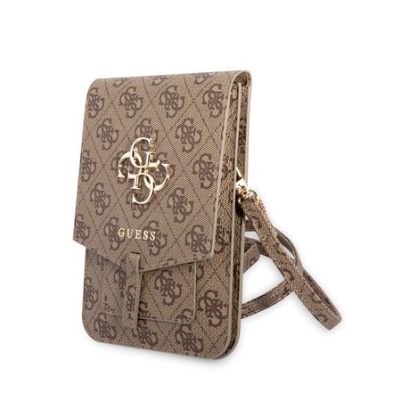 Guess PU 4G Metal Logo Phone Bag Brown