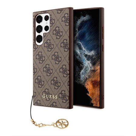 Guess 4G Charms Zadní Kryt pro Samsung Galaxy S24 Ultra Brown