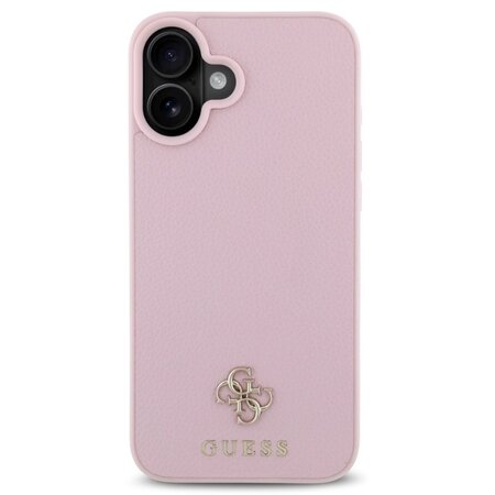 Guess PU Grained 4G Small Metal Logo MagSafe Zadní Kryt pro iPhone 16 Růžová