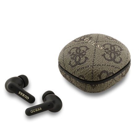 Guess bezdrátová sluchátka PU 4G Script Logo ENC TWS - hnědá