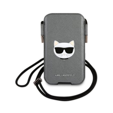 Karl Lagerfeld Choupette Head Saffiano PU Pouch L Grey