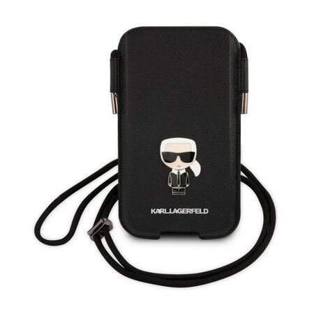 Karl Lagerfeld Saffiano Metal Logo PU Pouch L Black