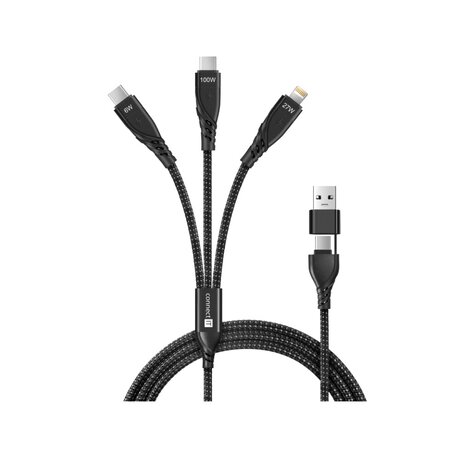 Connect IT Wirez Datový kabel 6v1, 2x USB-C, 1x Lightning, 1.25 m - černá