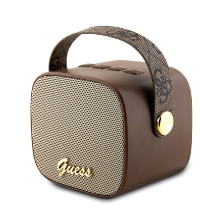 Guess Mini Bluetooth Speaker PU 4G Strap, hnědá